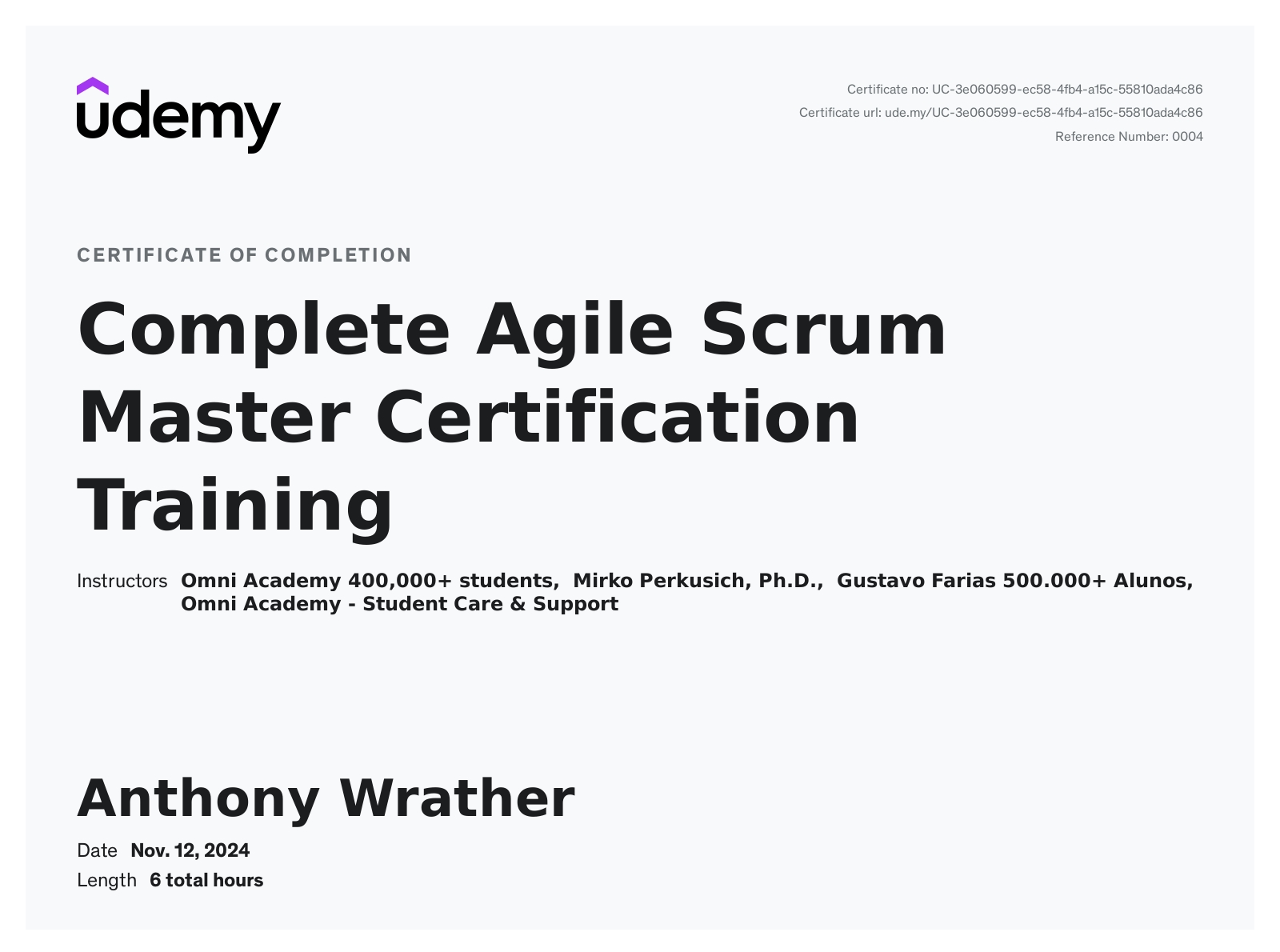 Udemy Complete Agile Scrum Master Certification Training